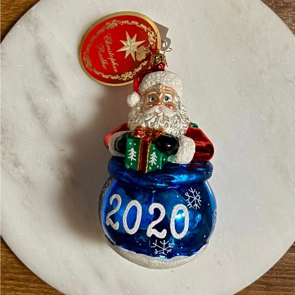 Christopher Radko 2020 “A Year Of Cheer” Red/Blue Christmas Glass Ornament ~New - Picture 2 of 15